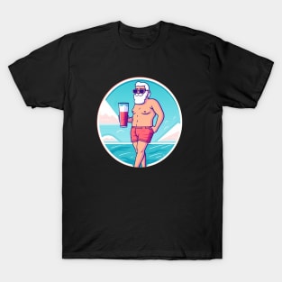 Funny Santa Relaxing, Tropical Christmas T-Shirt